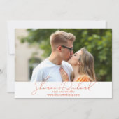 Moderne oranje script kalligrafie 3 fotocollage save the date (Achterkant)