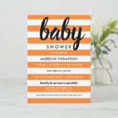 Moderne Oranje strepen Halloween Baby shower Kaart (Staand voorkant)