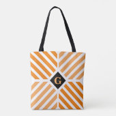 Moderne Oranje Strepen Initiaal Tote Bag (Achterkant)