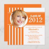 Moderne Oranje Stripe Fotogradatie Partij Kaart (Voorkant / Achterkant)
