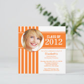 Moderne Oranje Stripe Fotogradatie Partij Kaart (Staand voorkant)