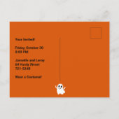 Moderne Oranje Stripes Ghost Halloween Party Briefkaart (Achterkant)