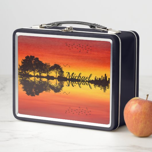 Moderne Oranje Sunset Guitarist Name Waterverf (In situ)