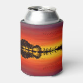 Moderne Oranje Sunset Guitarist Name Waterverf Blikjeskoeler (Blikje Voorkant)