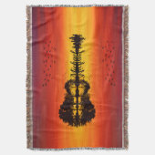 Moderne Oranje Sunset Guitarist Name Waterverf Deken (Voorkant Verticaal)