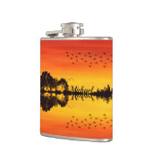 Moderne Oranje Sunset Guitarist Name Waterverf Heupfles (Links)