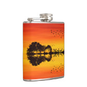 Moderne Oranje Sunset Guitarist Name Waterverf Heupfles (Rechts)