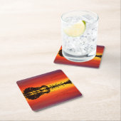 Moderne Oranje Sunset Guitarist Name Waterverf Kartonnen Onderzetters (Insitu)