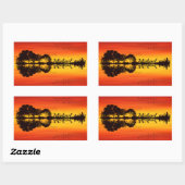 Moderne Oranje Sunset Guitarist Name Waterverf Rechthoekige Sticker (Vel)