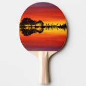 Moderne Oranje Sunset Guitarist Name Waterverf Tafeltennisbatje (Achterkant)