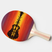 Moderne Oranje Sunset Guitarist Name Waterverf Tafeltennisbatje (Zijkant)