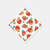Moderne Oranje Thanksgiving Pumpkin Blue Polka Dot Servet (Hoek)
