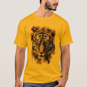 Moderne Oranje Tijger Gezicht T-shirt