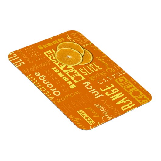 Moderne Oranje tipografie Fruitstuk Magneet (Rechterzijde)