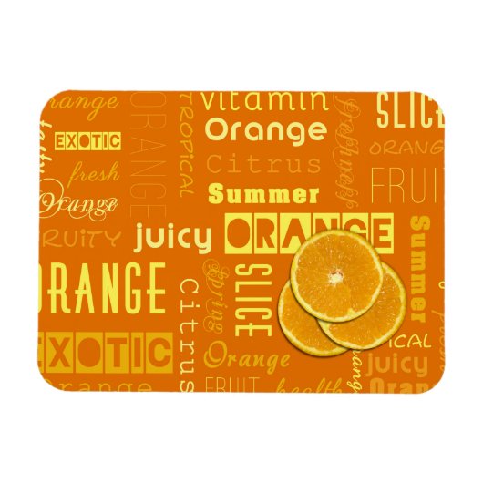 Moderne Oranje tipografie Fruitstuk Magneet (Horizontaal)