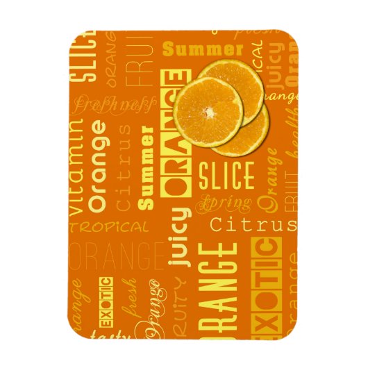 Moderne Oranje tipografie Fruitstuk Magneet (Verticaal)