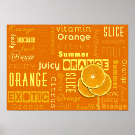 Moderne Oranje tipografie Fruitstuk Poster