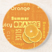 Moderne Oranje tipografie Fruitstuk Zandsteen Onderzetter (Voorkant)