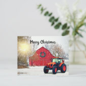  Moderne Oranje tractor in Barnyard kerst  Briefkaart (Staand voorkant)