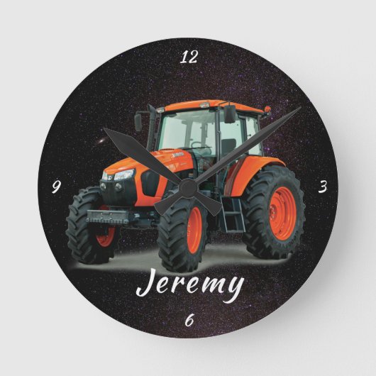 Moderne Oranje tractor Ronde Klok (Voorkant)