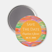 Moderne Oranje Trouwkaart Save The Date Magneet (Voorkant / Achterkant)
