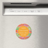 Moderne Oranje Trouwkaart Save The Date Magneet (Insitu (Vaatwasser))