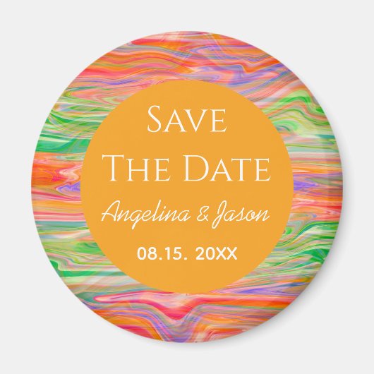 Moderne Oranje Trouwkaart Save The Date Magneet (Voorkant)