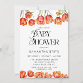 Moderne Oranje Tulpen Bloemen Baby shower Kaart (Voorkant)