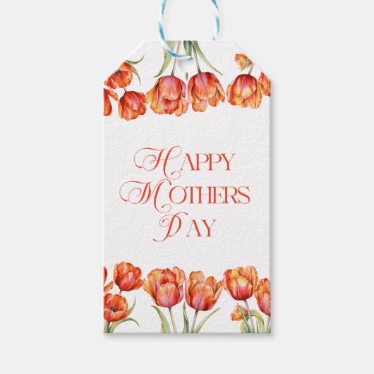 Moderne Oranje Tulpen Bloemen Gelukkige Moeders Da Cadeaulabel (Voorkant)