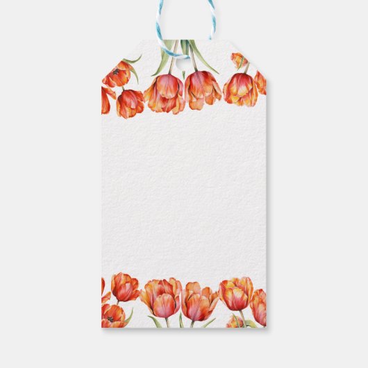 Moderne Oranje Tulpen Bloemen Gelukkige Moeders Da Cadeaulabel (Achterkant)