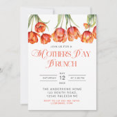 Moderne Oranje Tulpen Bloemen Moederdag Brunch Inv Kaart (Voorkant)
