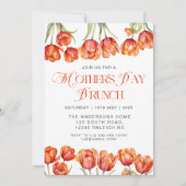 Moderne Oranje Tulpen Bloemen Moederdag Brunch Kaart (Voorkant)