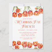 Moderne Oranje Tulpen Bloemen Moederdag Brunch Kaart (Voorkant)