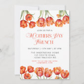 Moderne Oranje Tulpen Bloemen Moederdag Brunch Kaart (Voorkant)
