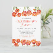 Moderne Oranje Tulpen Bloemen Moederdag Brunch Kaart (Staand voorkant)