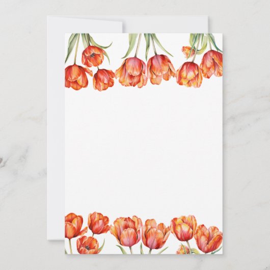 Moderne Oranje Tulpen Bloemen Moederdag Brunch Kaart (Achterkant)