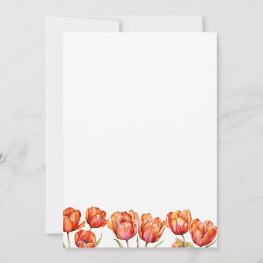 Moderne Oranje Tulpen Bloemen Moederdag Brunch Kaart (Achterkant)