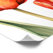 Moderne Oranje Tulpen Bloemrijke Bruidsdouche Poster (Hoek)