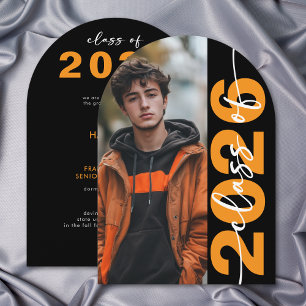 Moderne Oranje Typografie Boog Afstudeer Aankondig Kaart