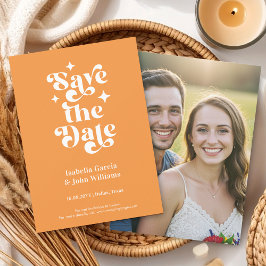 Moderne Oranje Typografie Foto Save The Date Aankondiging
