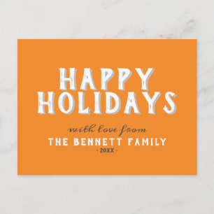 Moderne Oranje Typografie Prettig Nieuwjaar Briefkaart