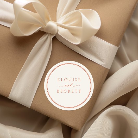 Moderne Oranje typografie ronde bruiloft Sticker