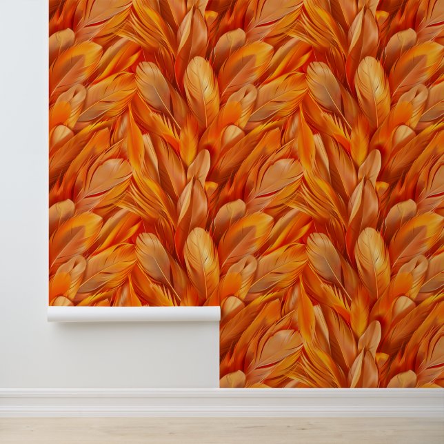Moderne oranje veren  behang (Applicatie)