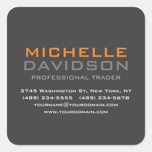 Moderne Oranje, vette tekstminimalistisch Vierkante Sticker (Voorkant)