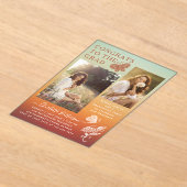 Moderne Oranje vlinder foto afstudeerfeest Acryl Uitnodigingen (Laagn)