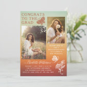 Moderne Oranje vlinder foto afstudeerfeest Kaart (Staand voorkant)