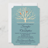 Moderne Oranje vogels in een groot boomhuwelijk Kaart (Voorkant)