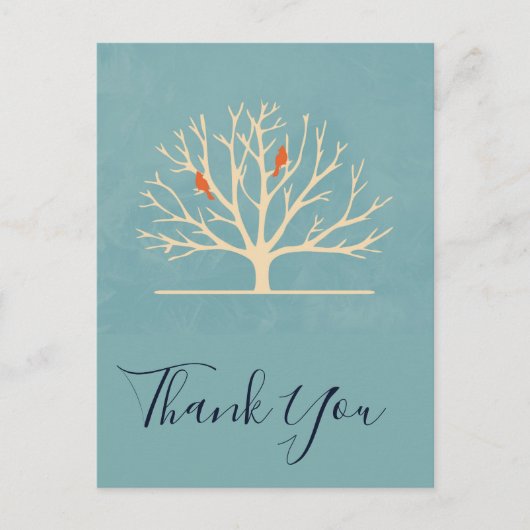 Moderne Oranje Vogels in een Grote Boom Dank Je Briefkaart (Voorkant)