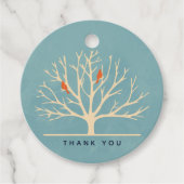 Moderne Oranje vogels in een grote boom Dank u Bedankjes Labels (Voorkant)