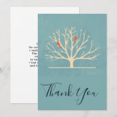 Moderne Oranje vogels in een grote boom Dank u Bedankkaart (Voorkant / Achterkant)